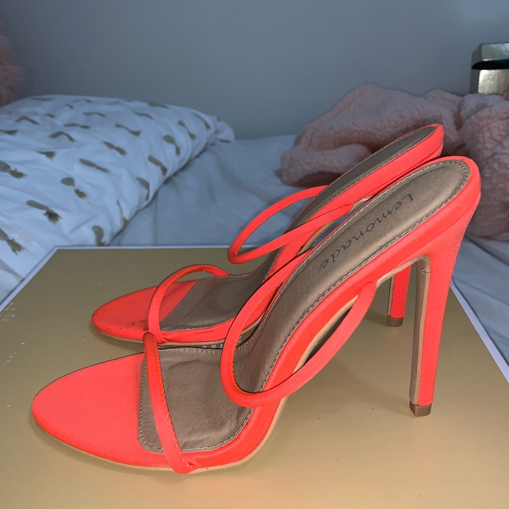 Neon Orange Strap Mule Sandals
